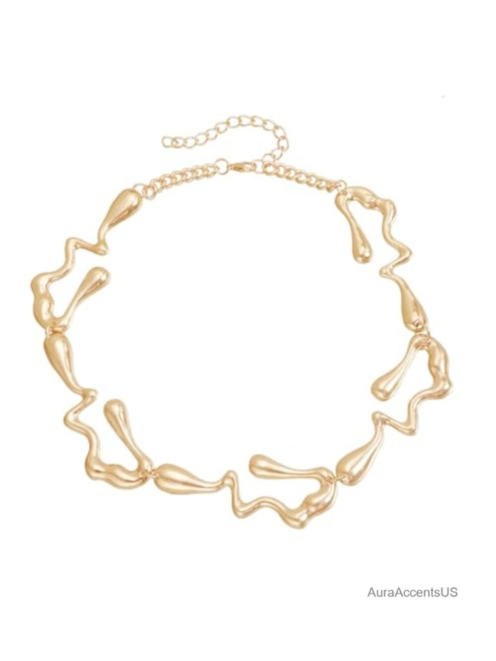 Chunky Molten Ripple Organic Wavy Link Choker Necklace Statement Adjustable